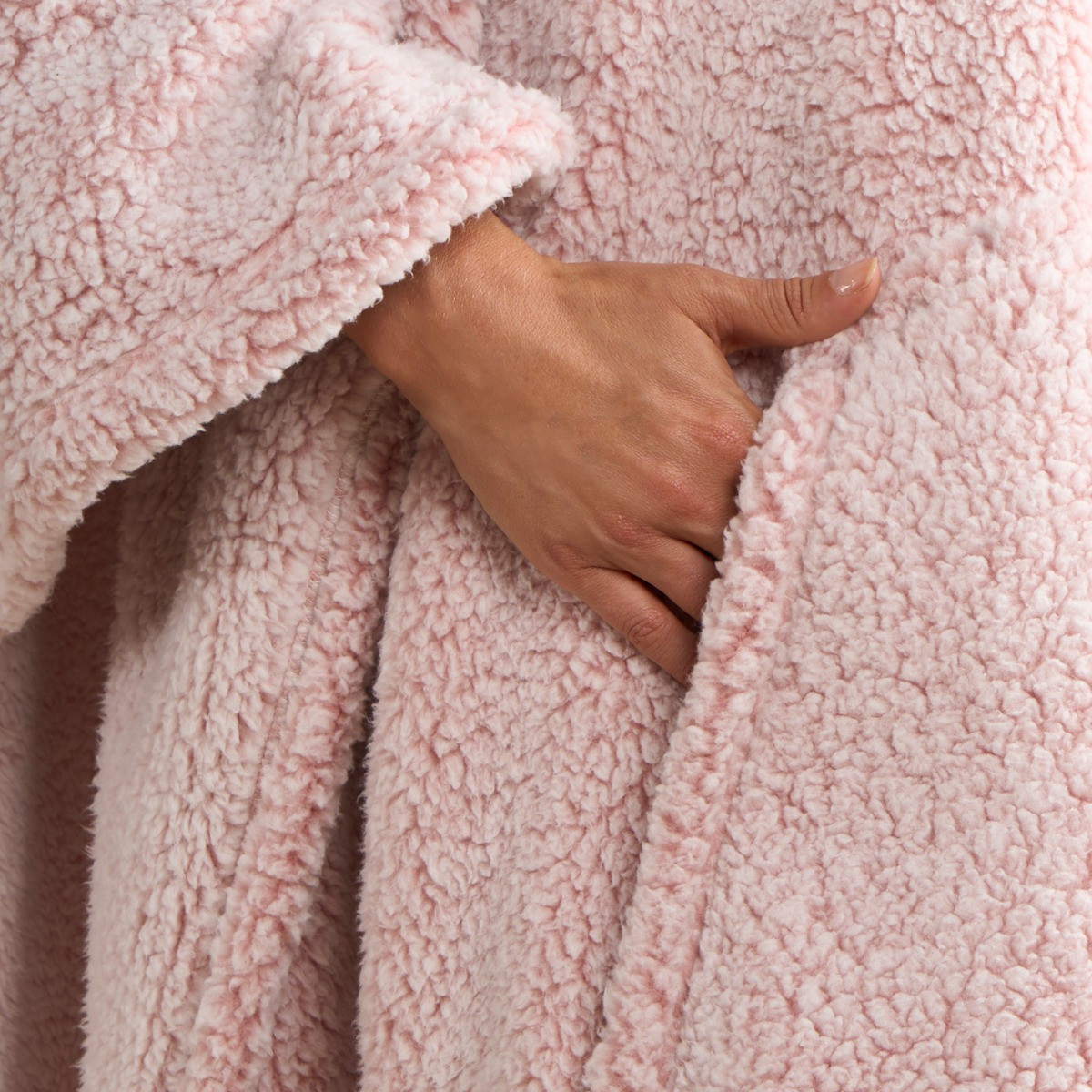 OHS Adults Teddy Marl Poncho - Blush>