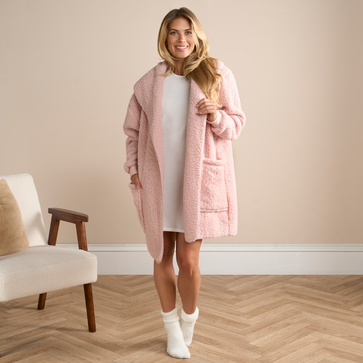 Long teddy cardigan hotsell