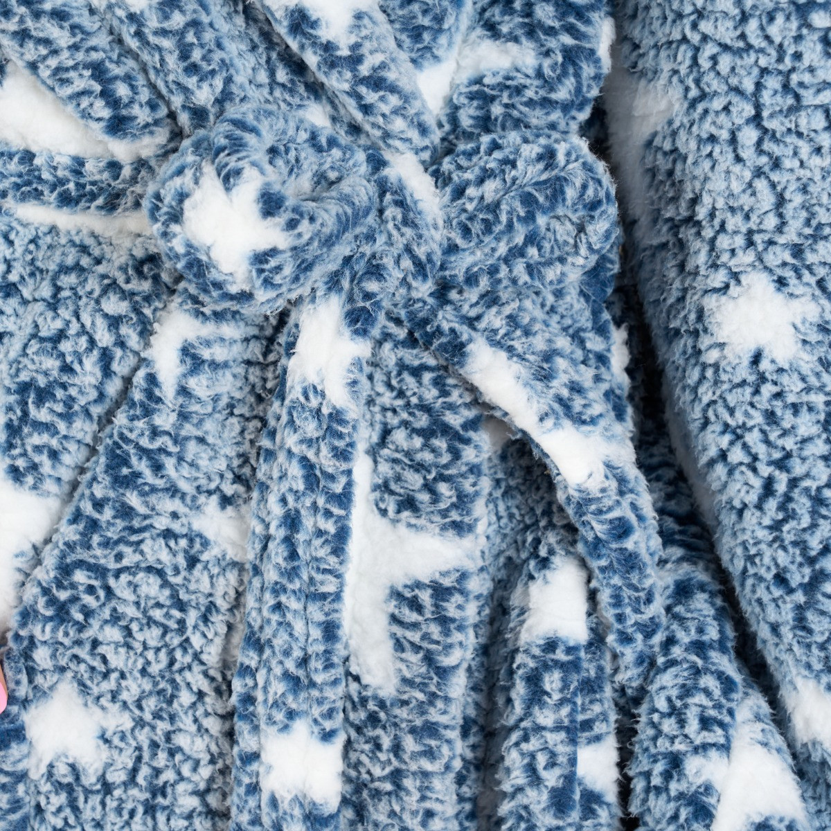 OHS Star Print Teddy Marl Dressing Gown, Adults - Navy>