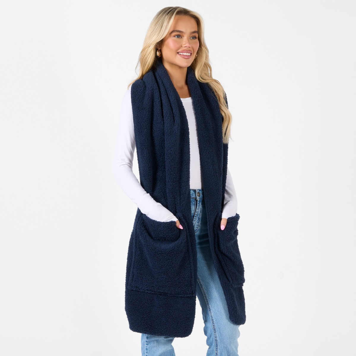 OHS Teddy Fleece Pocket Scarf - Navy >