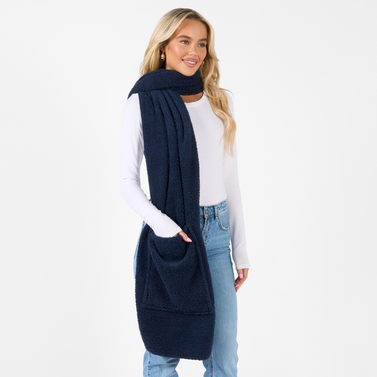 OHS Teddy Fleece Pocket Scarf - Navy >