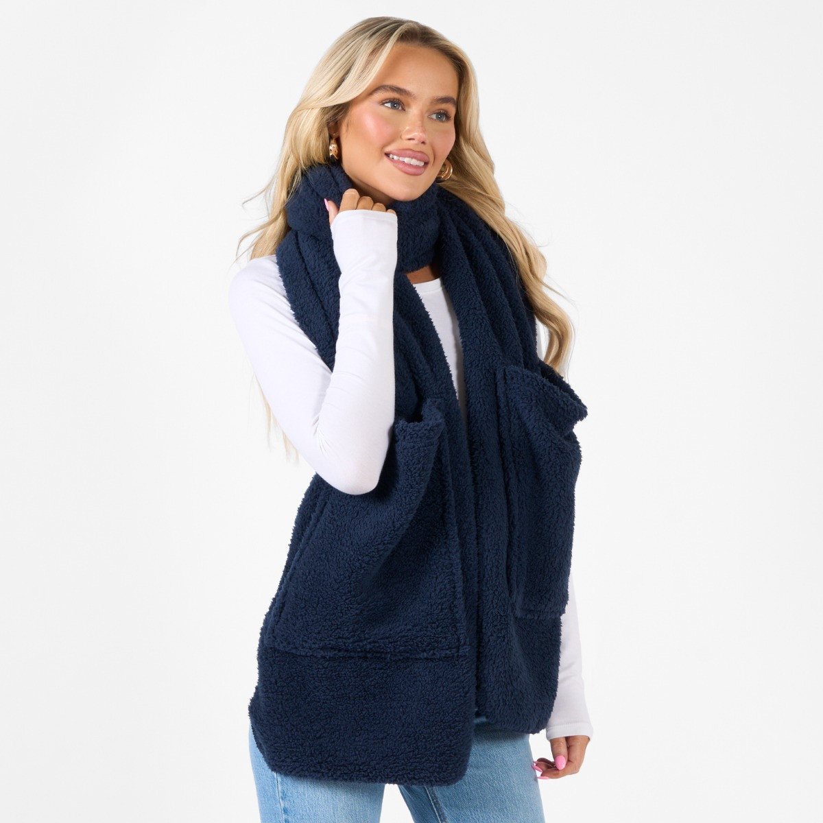 OHS Teddy Fleece Pocket Scarf - Navy >