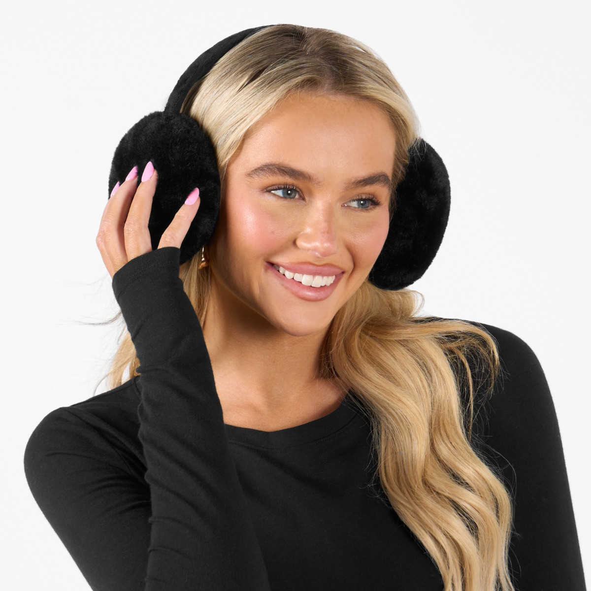 OHS Faux Fur Ear Muff - Black>