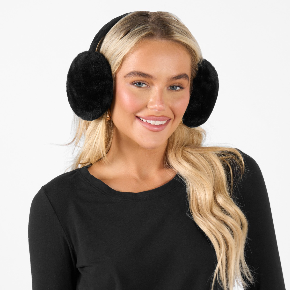 OHS Faux Fur Ear Muff - Black>