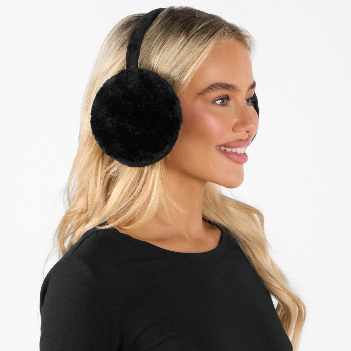 OHS Faux Fur Ear Muff - Black>