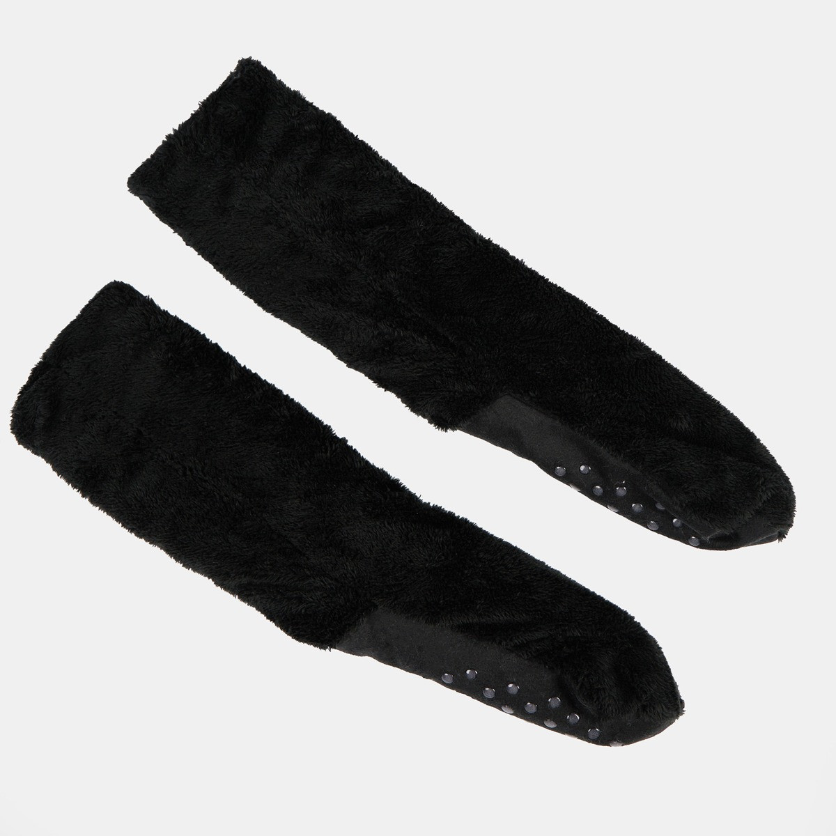 OHS Teddy Sherpa Reverse Slipper Socks - Black>