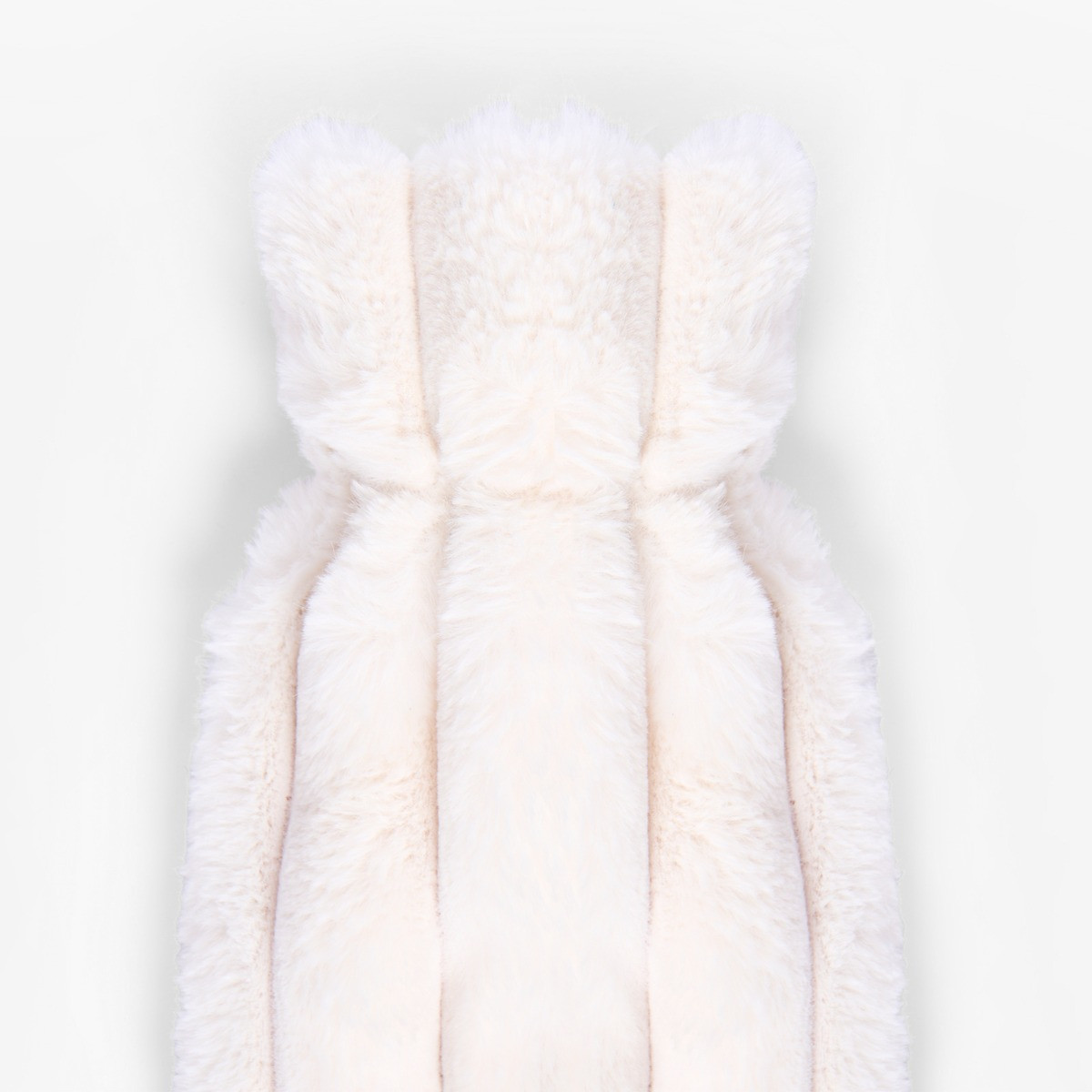 OHS Faux Fur Bubble Rib Extra Long Hot Water Bottle - Cream >