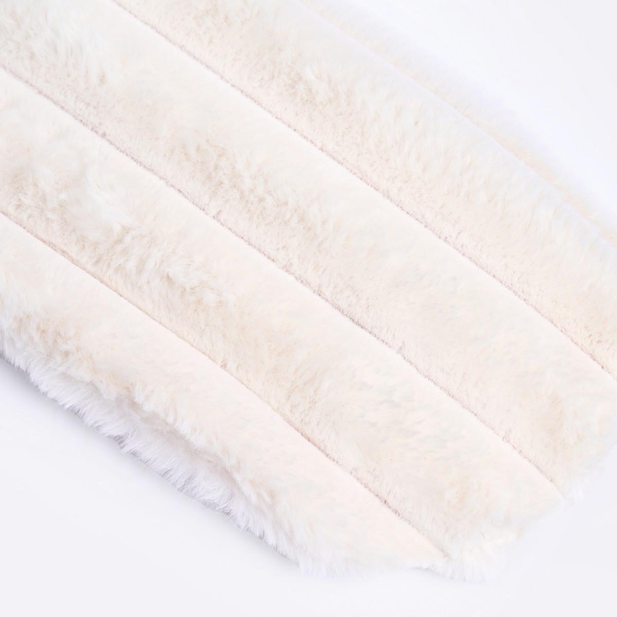 OHS Faux Fur Bubble Rib Extra Long Hot Water Bottle - Cream >