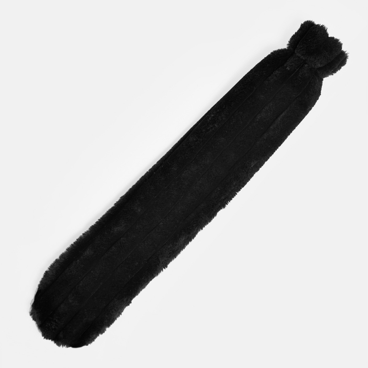 OHS Faux Fur Bubble Rib Extra Long Hot Water Bottle - Black>