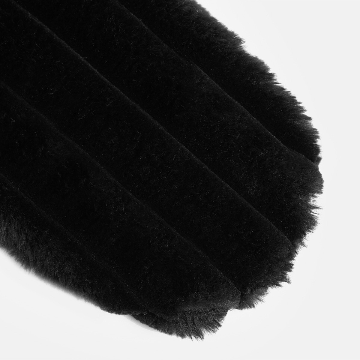 OHS Faux Fur Bubble Rib Extra Long Hot Water Bottle - Black>