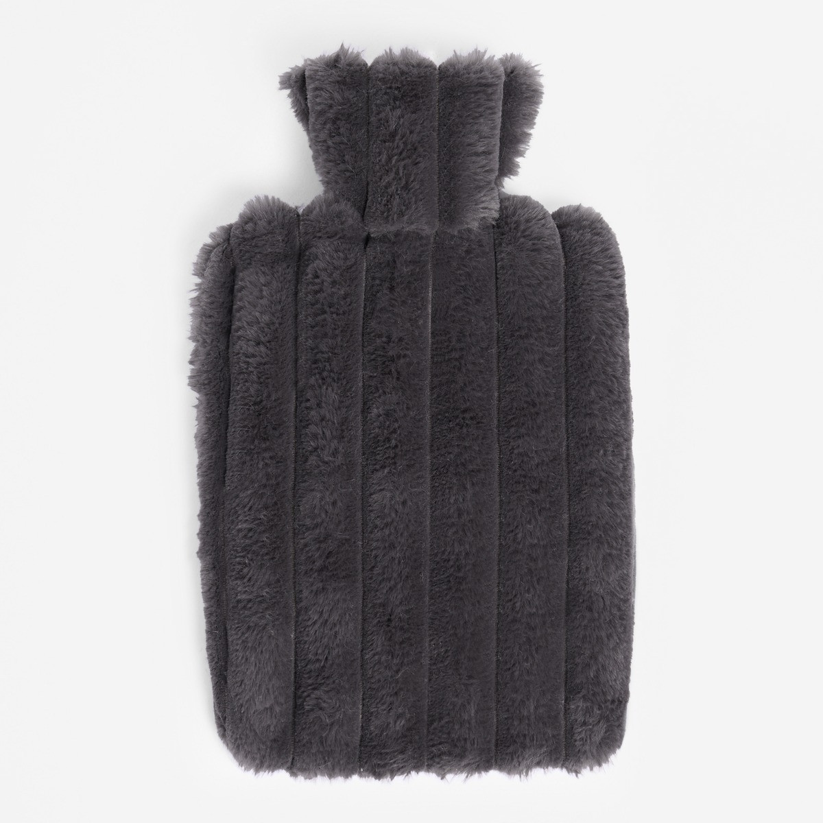 OHS Faux Fur Bubble Rib Hot Water Bottle - Charcoal >