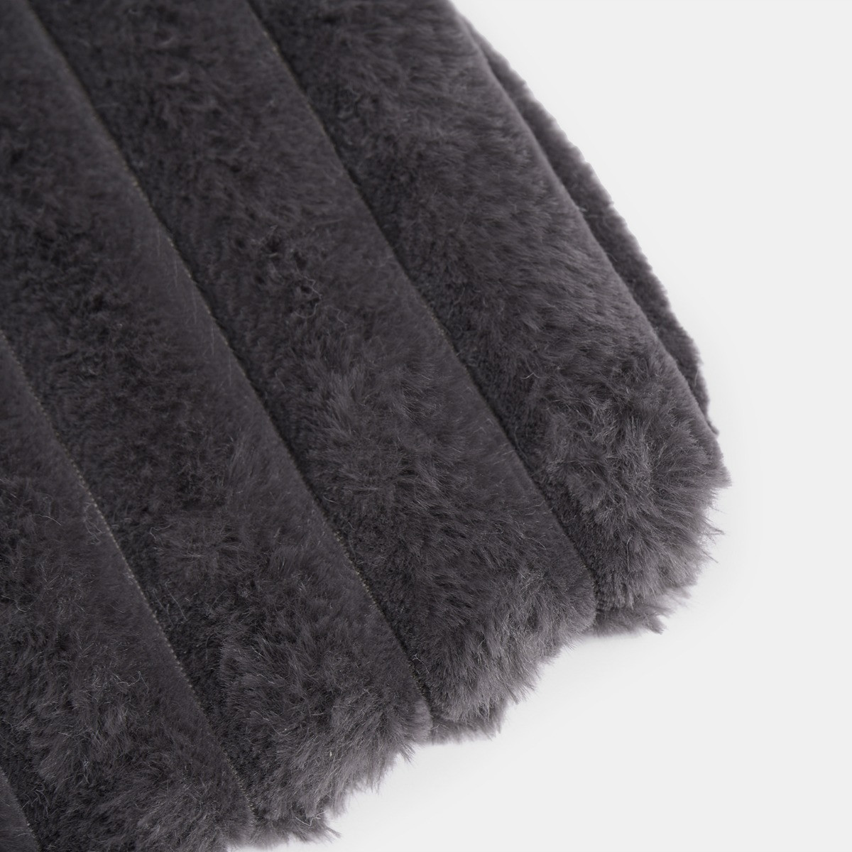 OHS Faux Fur Bubble Rib Hot Water Bottle - Charcoal >