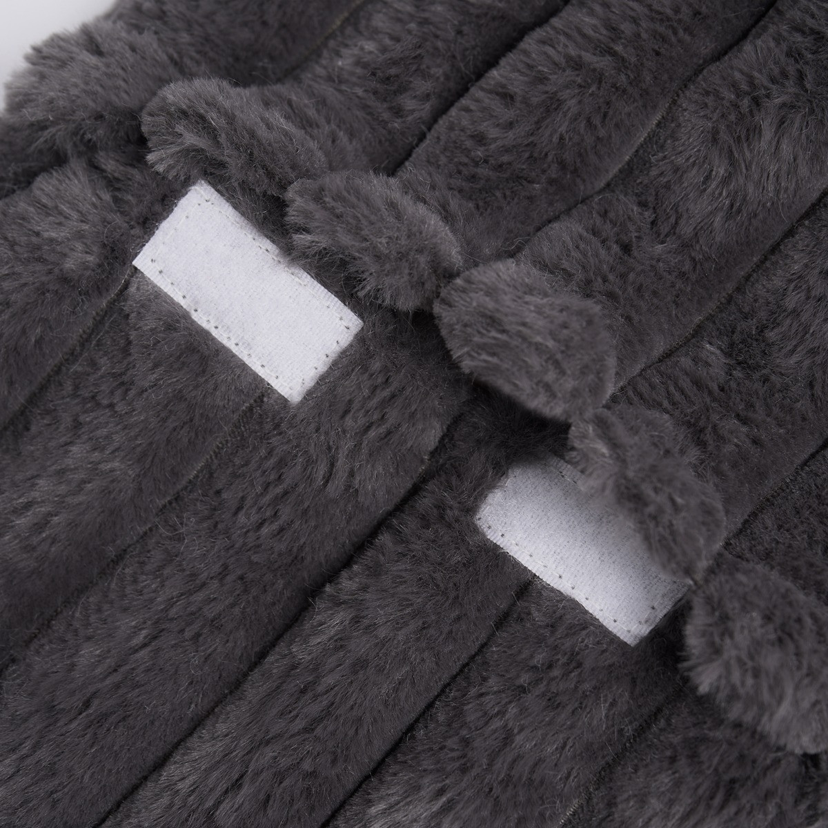 OHS Faux Fur Bubble Rib Hot Water Bottle - Charcoal >