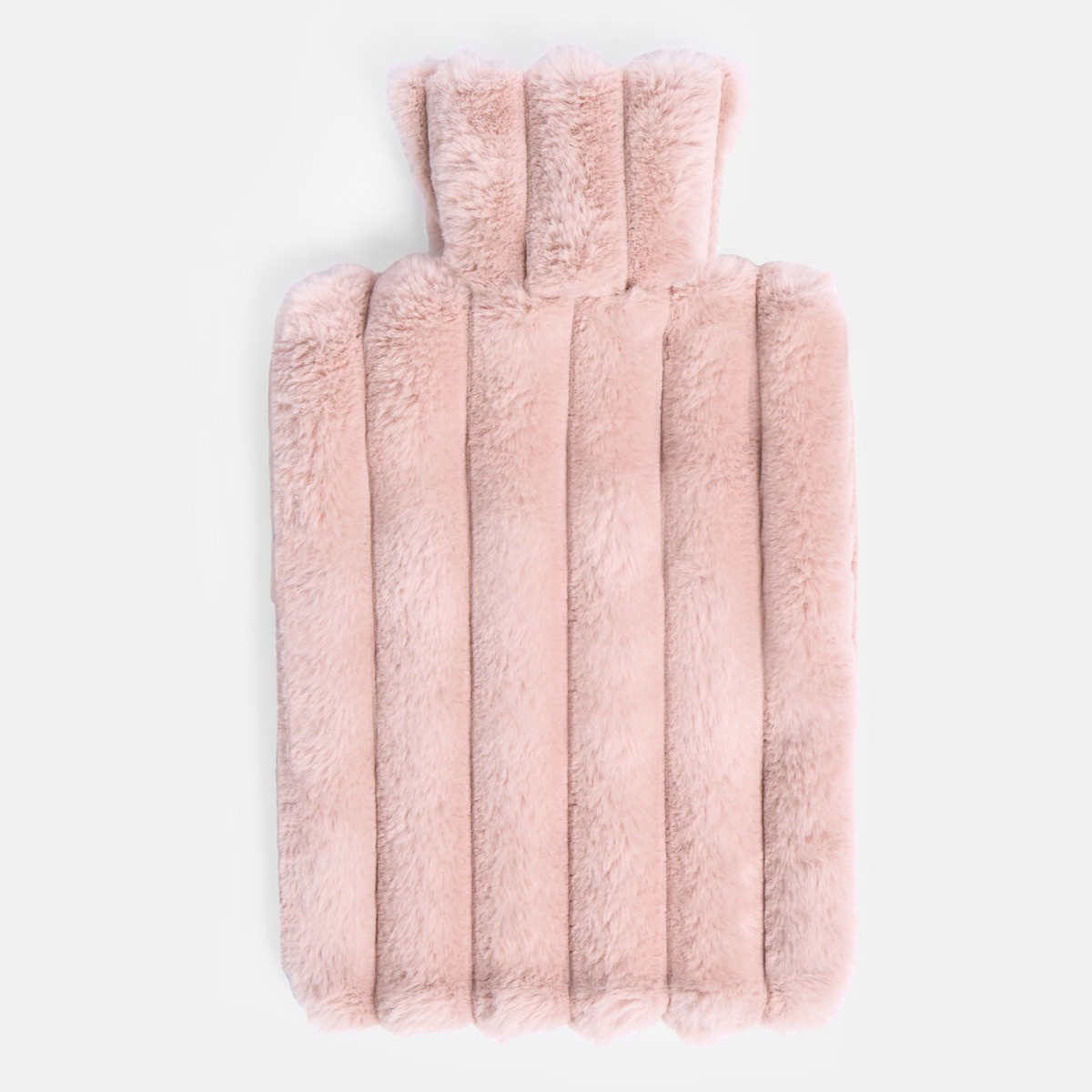 OHS Faux Fur Bubble Rib Hot Water Bottle - Blush>