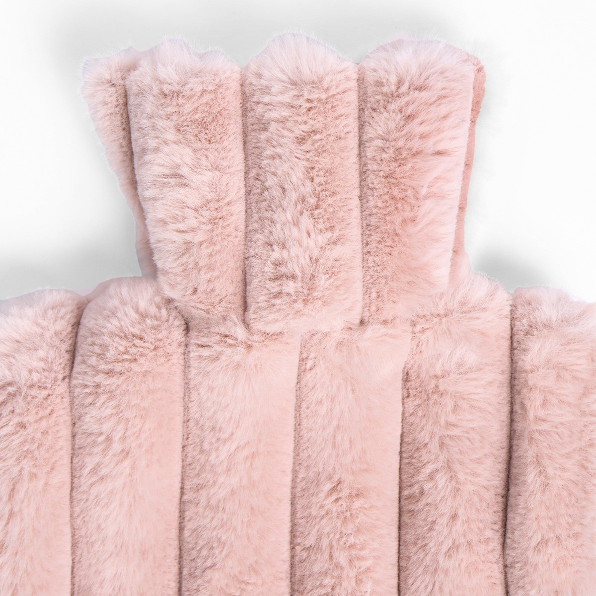 OHS Faux Fur Bubble Rib Hot Water Bottle - Blush>