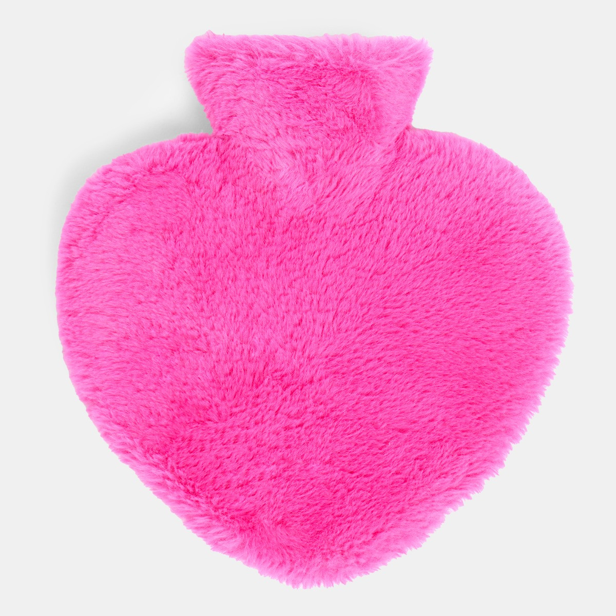 OHS Faux Fur Heart Shaped Hot Water Bottle - Fuchsia >