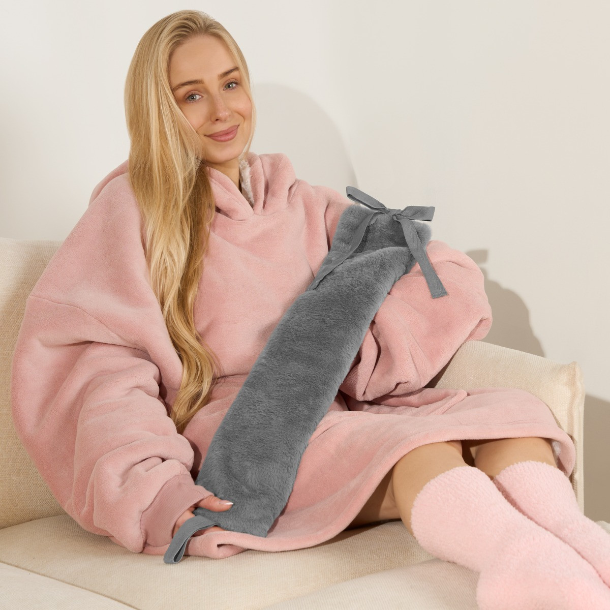 OHS Microwavable Faux Fur Body Wrap - Charcoal>