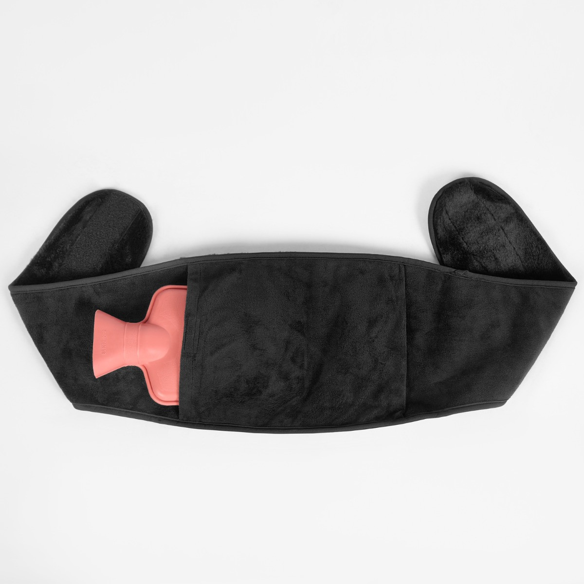 OHS Faux Fur Adjustable Hot Water Bottle Belt - Black>