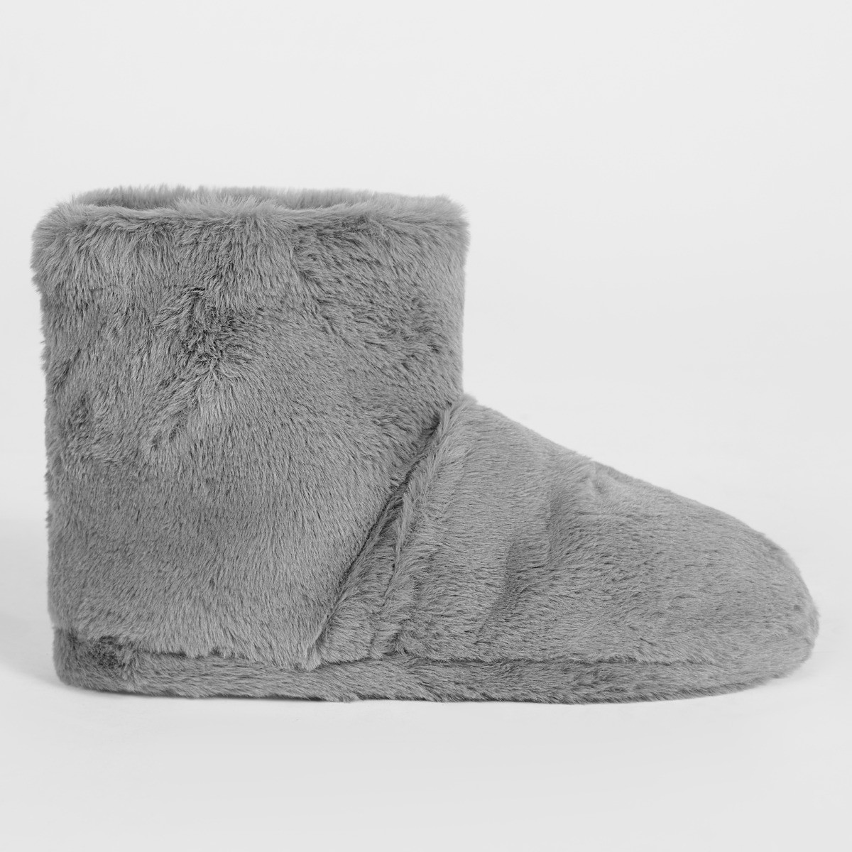 OHS Microwavable Faux Fur Boot Slippers - Grey >