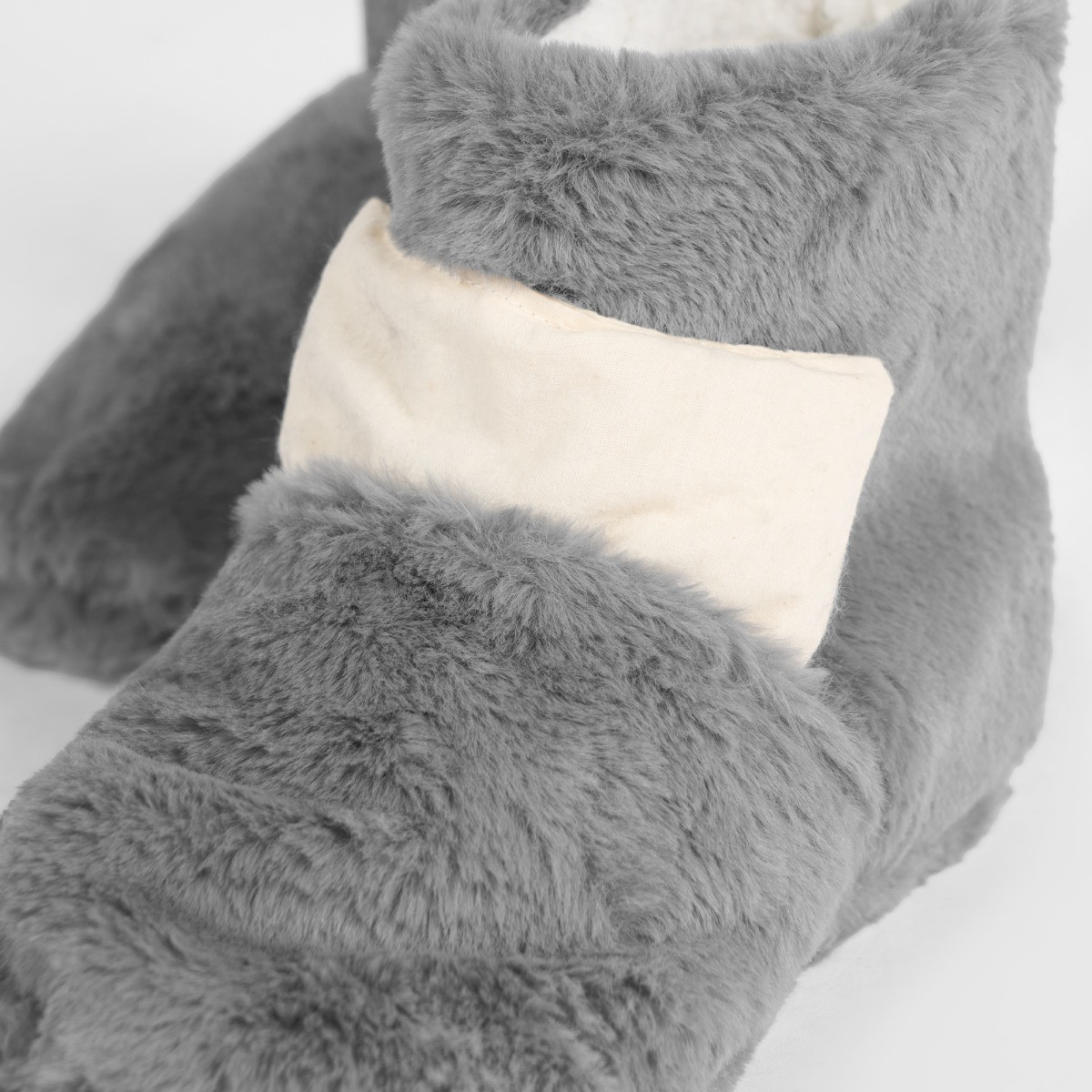 OHS Microwavable Faux Fur Boot Slippers - Grey >