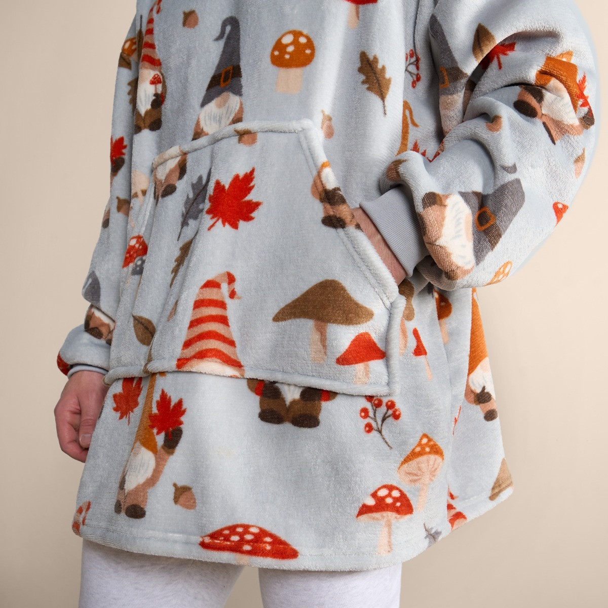 OHS Autumn Gonk Print Hoodie Blanket - Grey>