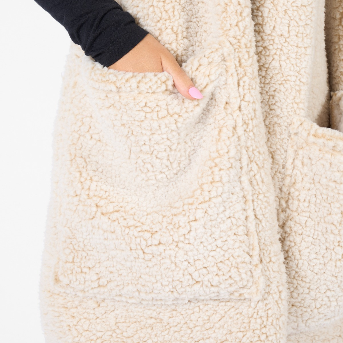 OHS Teddy Marl Pocket Scarf - Beige >