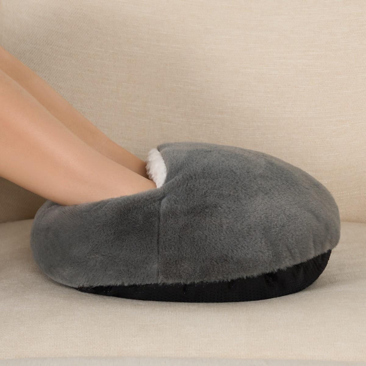 OHS Microwavable Sherpa Lined Foot Warmer - Charcoal >