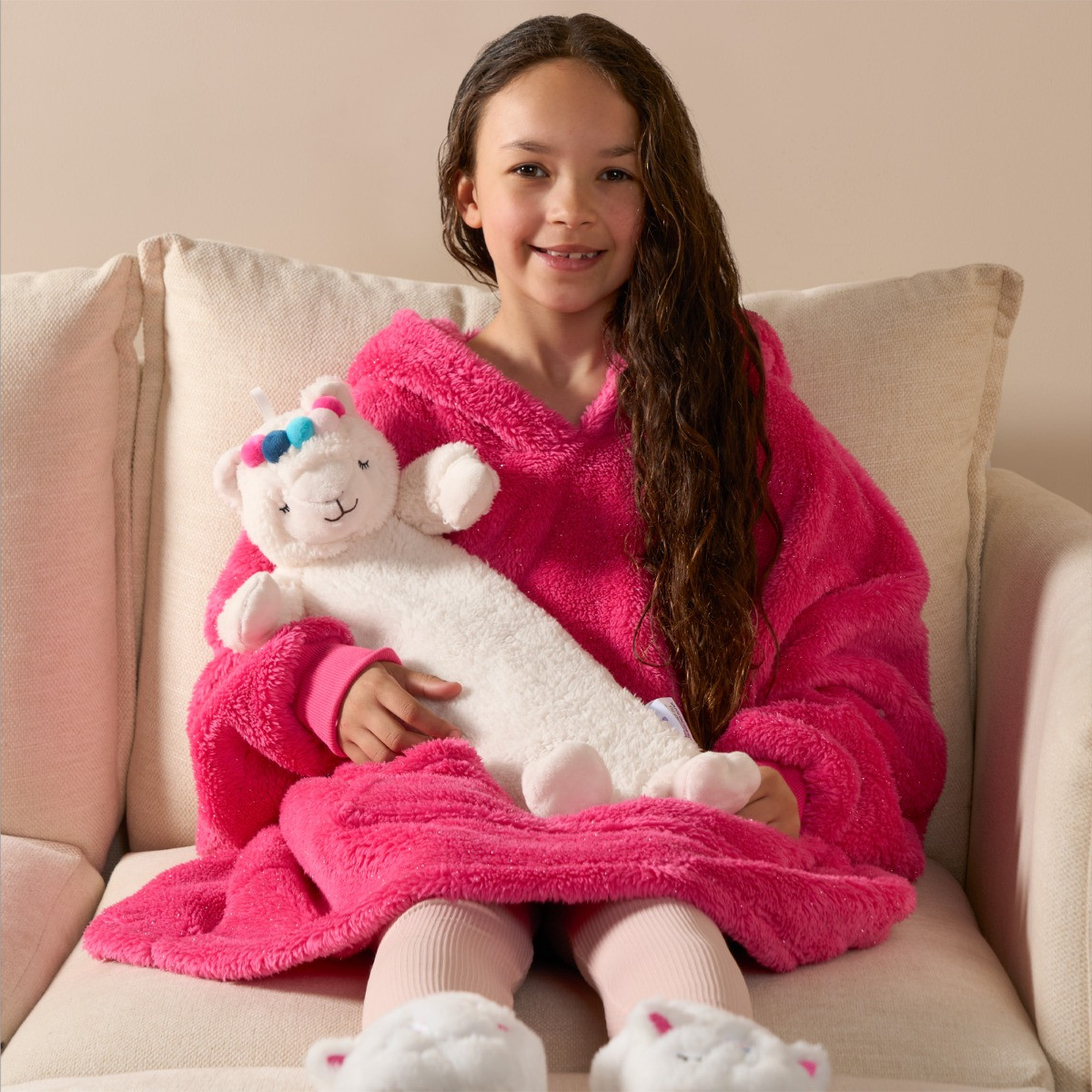 Warmies Llama Long Hot Water Bottle - Cream>