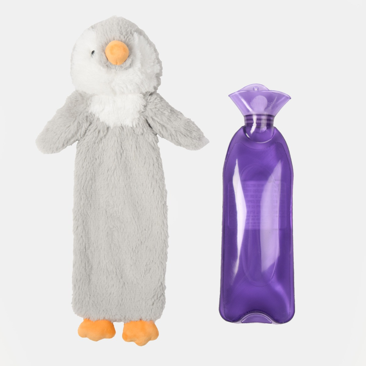 Warmies Penguin Long Hot Water Bottle - Grey>