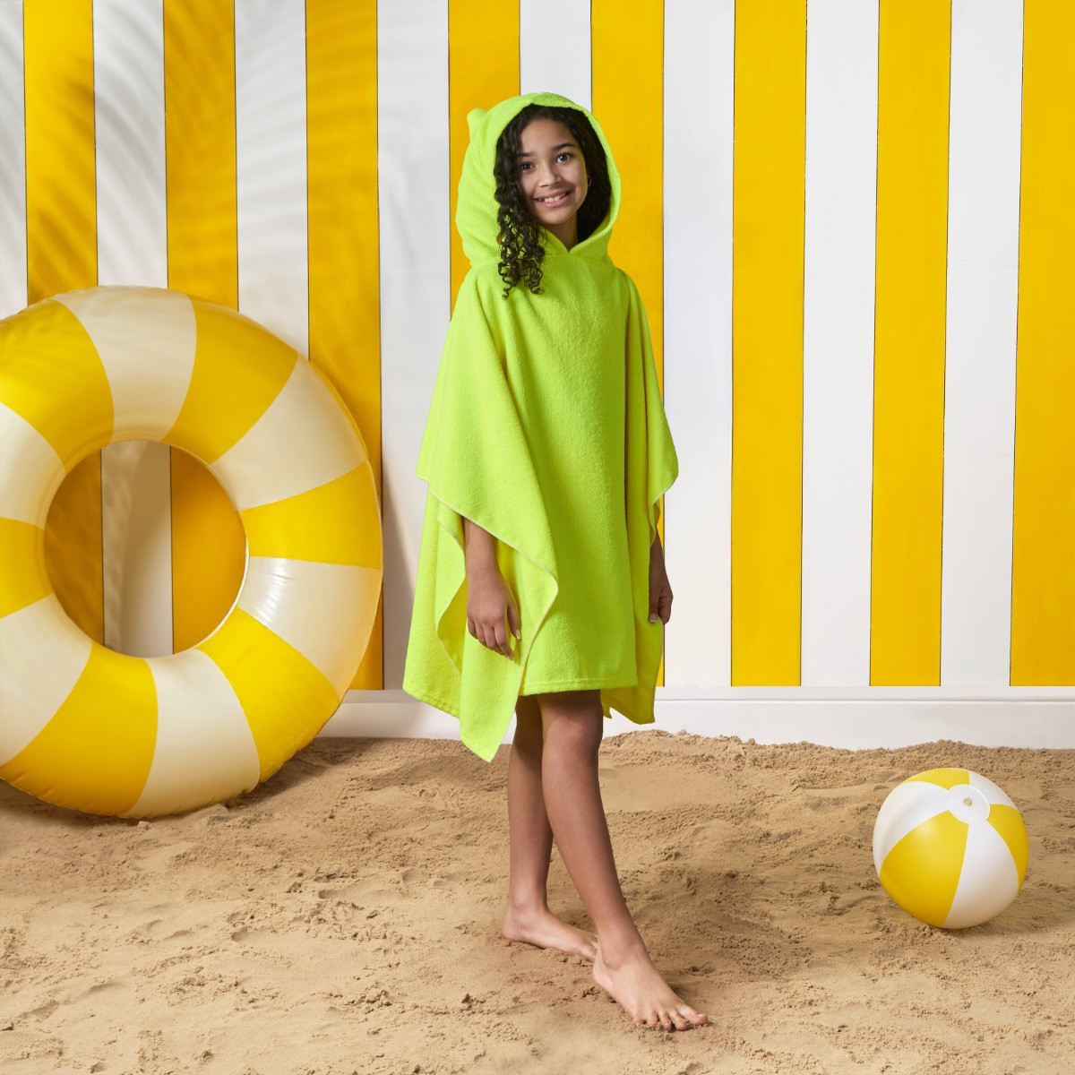 OHS Kids Poncho Towel - Neon Yellow >