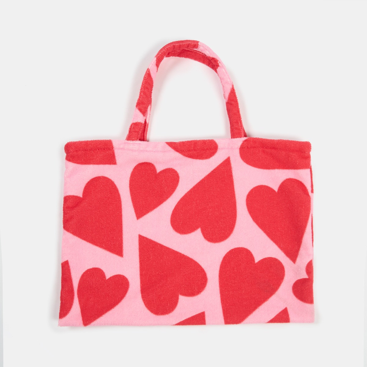 OHS Heart Print Beach Towel in a Bag - Pink>