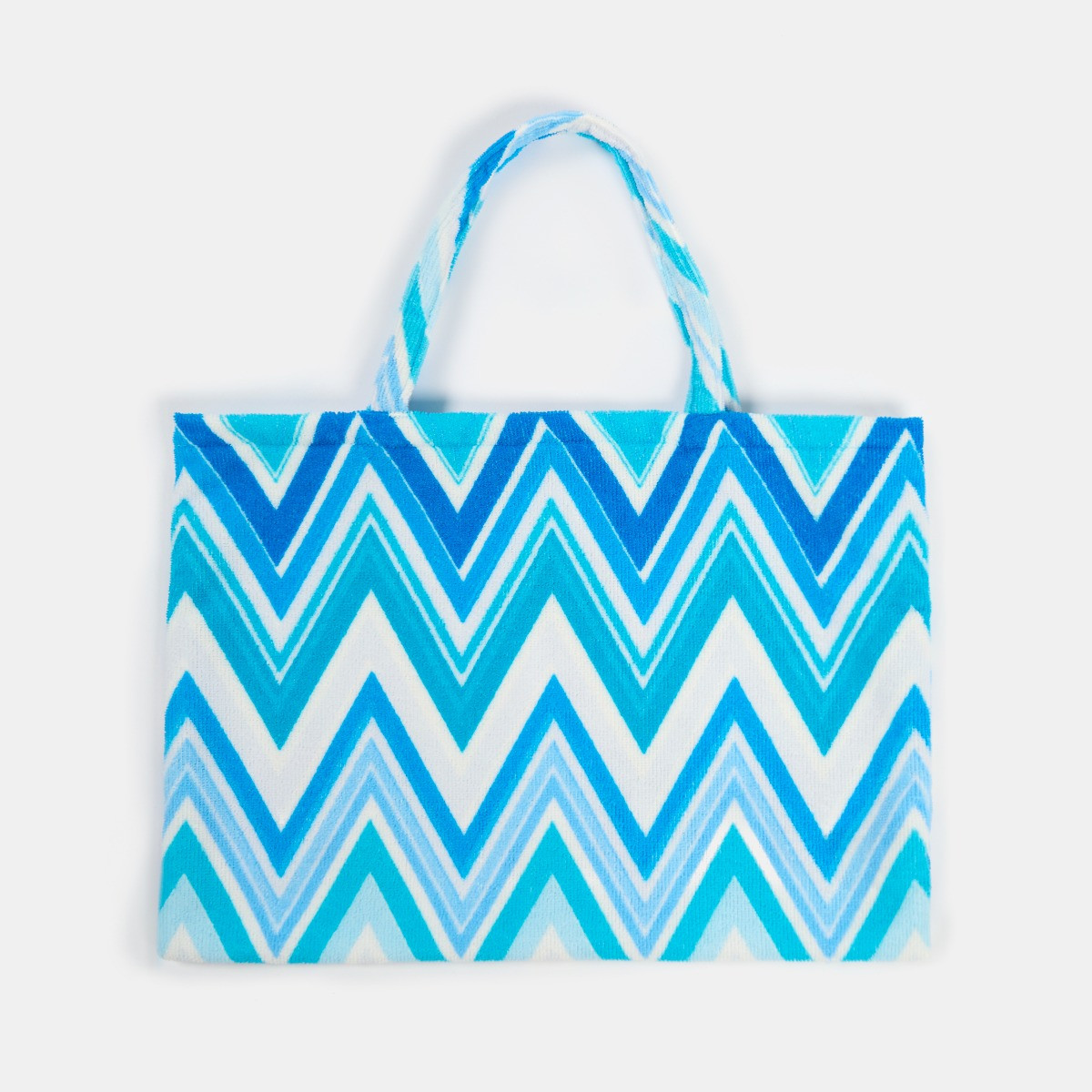 OHS Zigzag Print Beach Towel in a Bag - Blue>