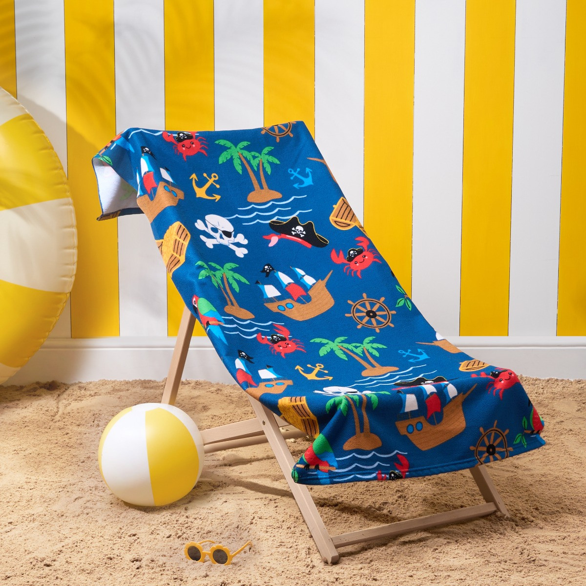 OHS Pirate Print Beach Towel - Navy>