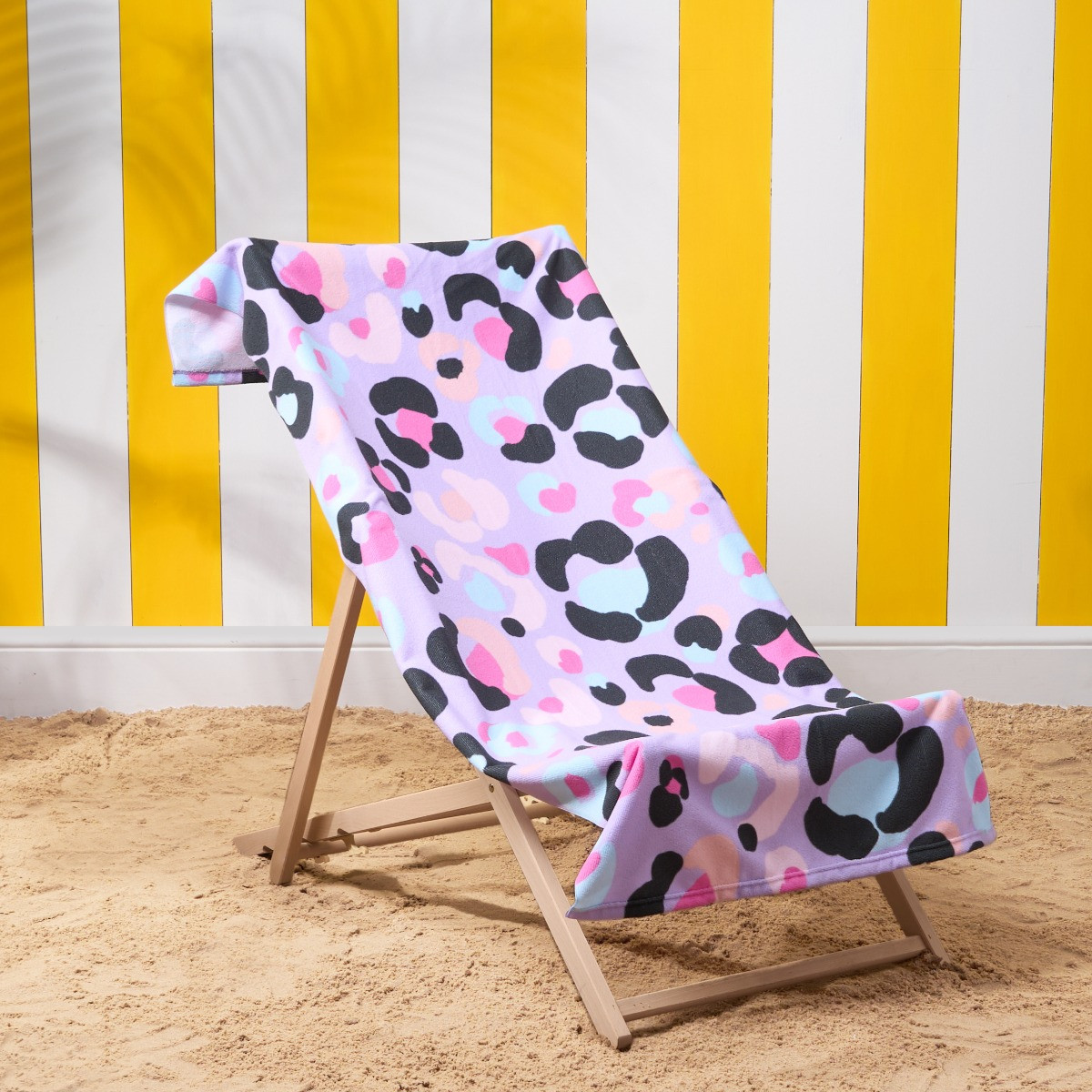 OHS Pastel Leopard Print Beach Towel - Lilac>