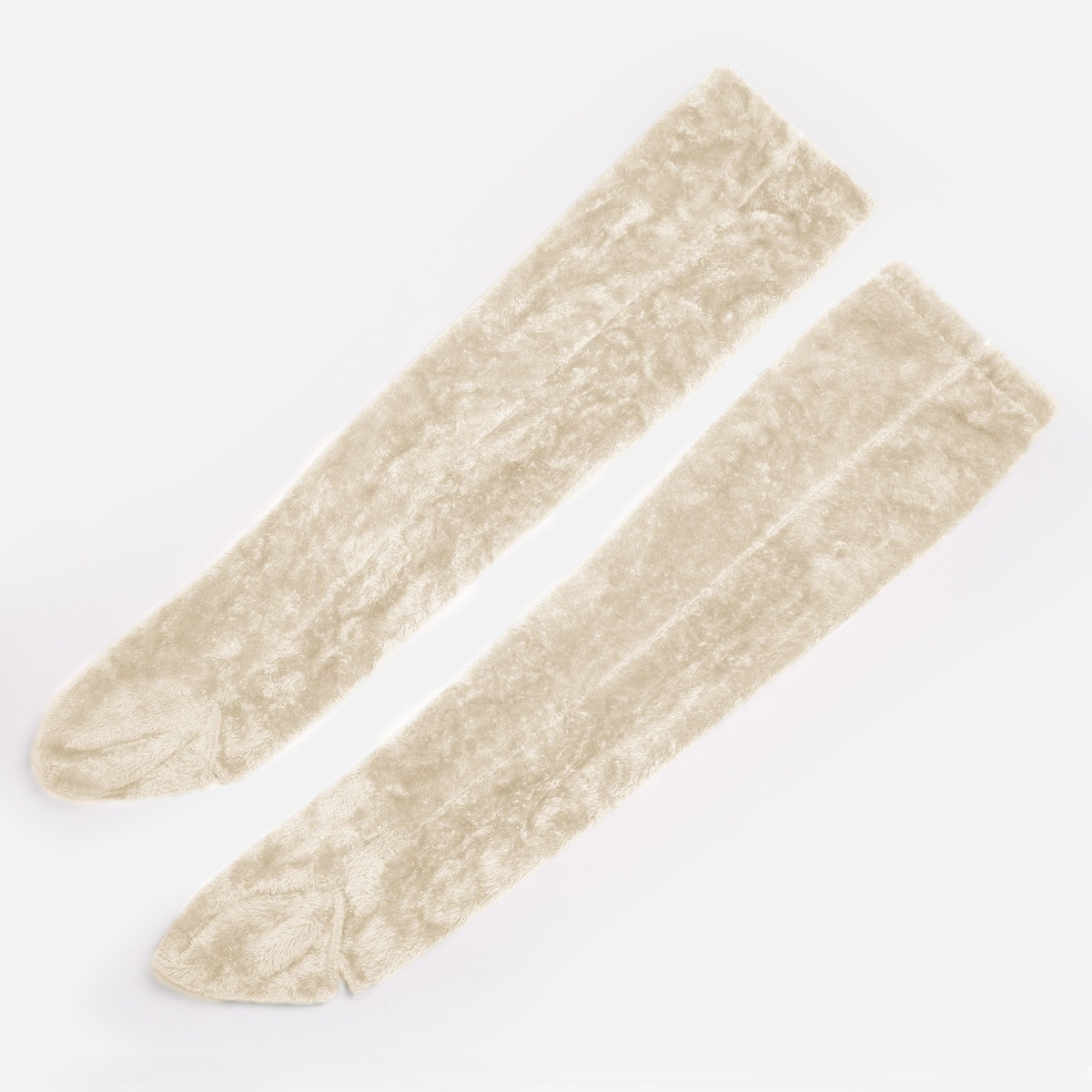 OHS Over The Knee Teddy Slipper Socks - Cream>