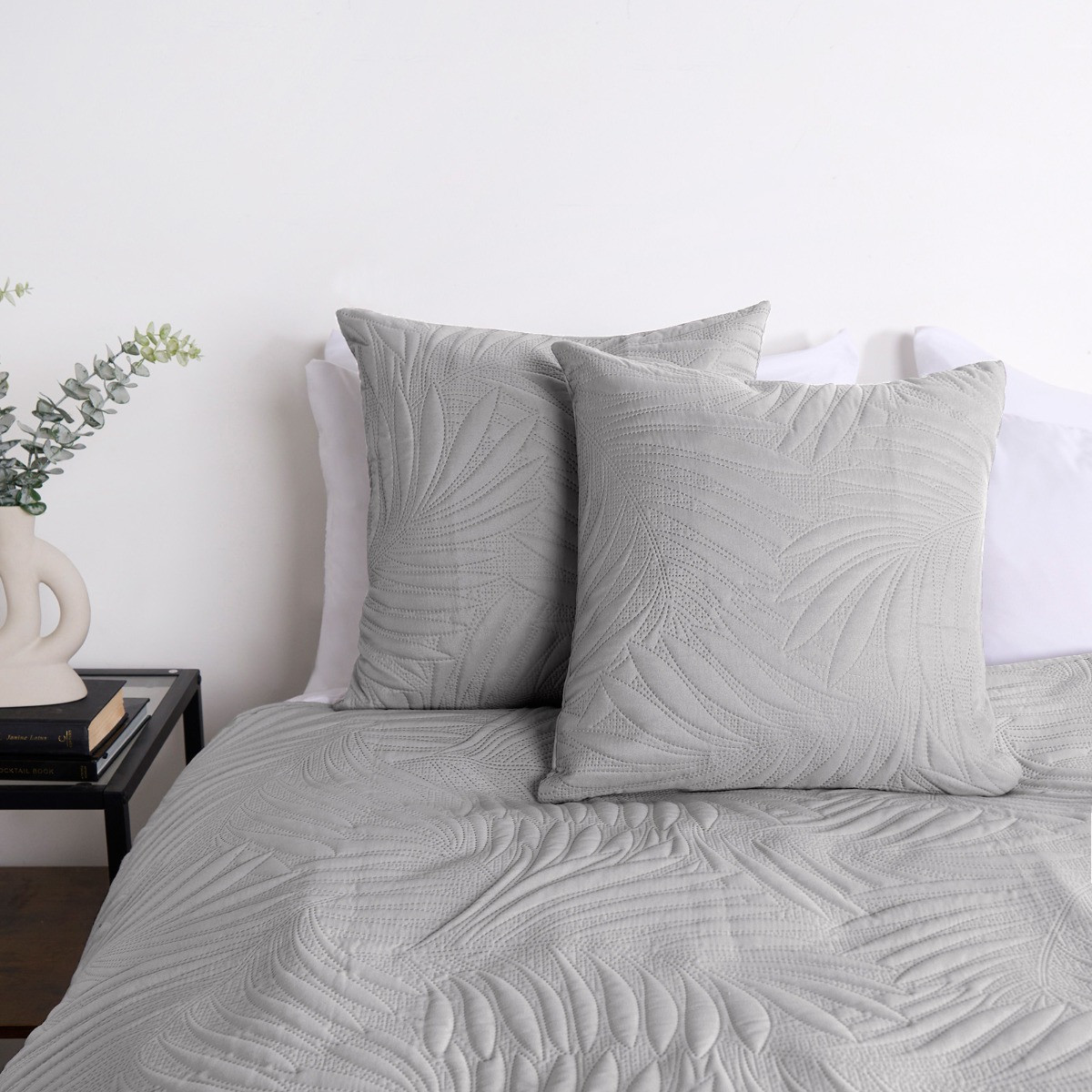 OHS Leaf Pinsonic Cushion Covers - Grey>