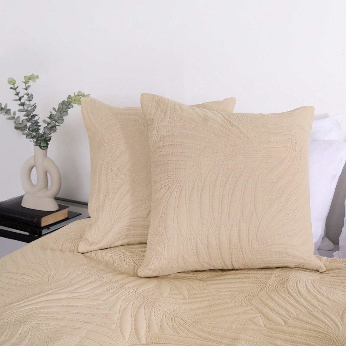 OHS Leaf Pinsonic Cushion Covers - Beige>