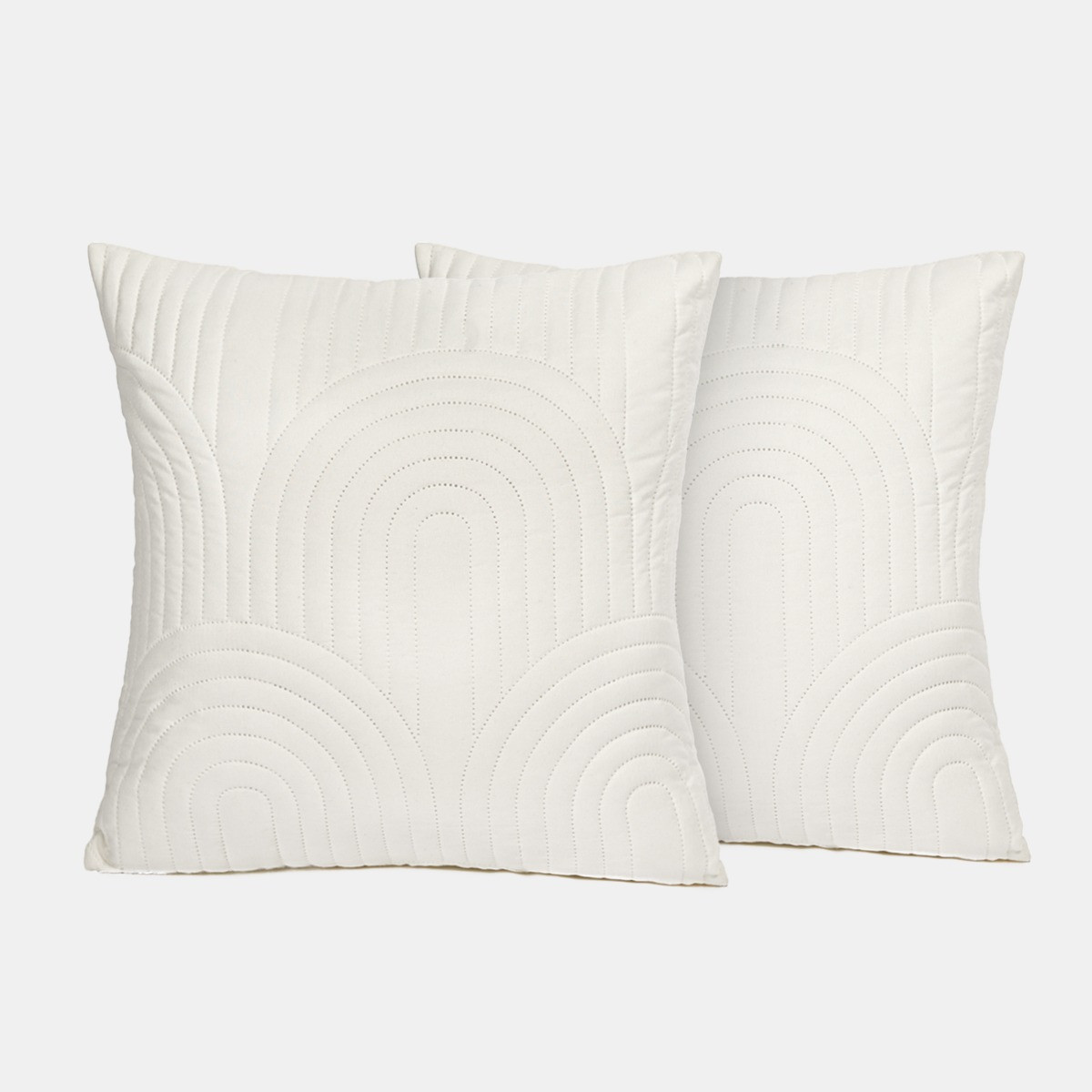 OHS Arches Embossed Pinsonic Cushion Covers, Cream - 2 Pack>