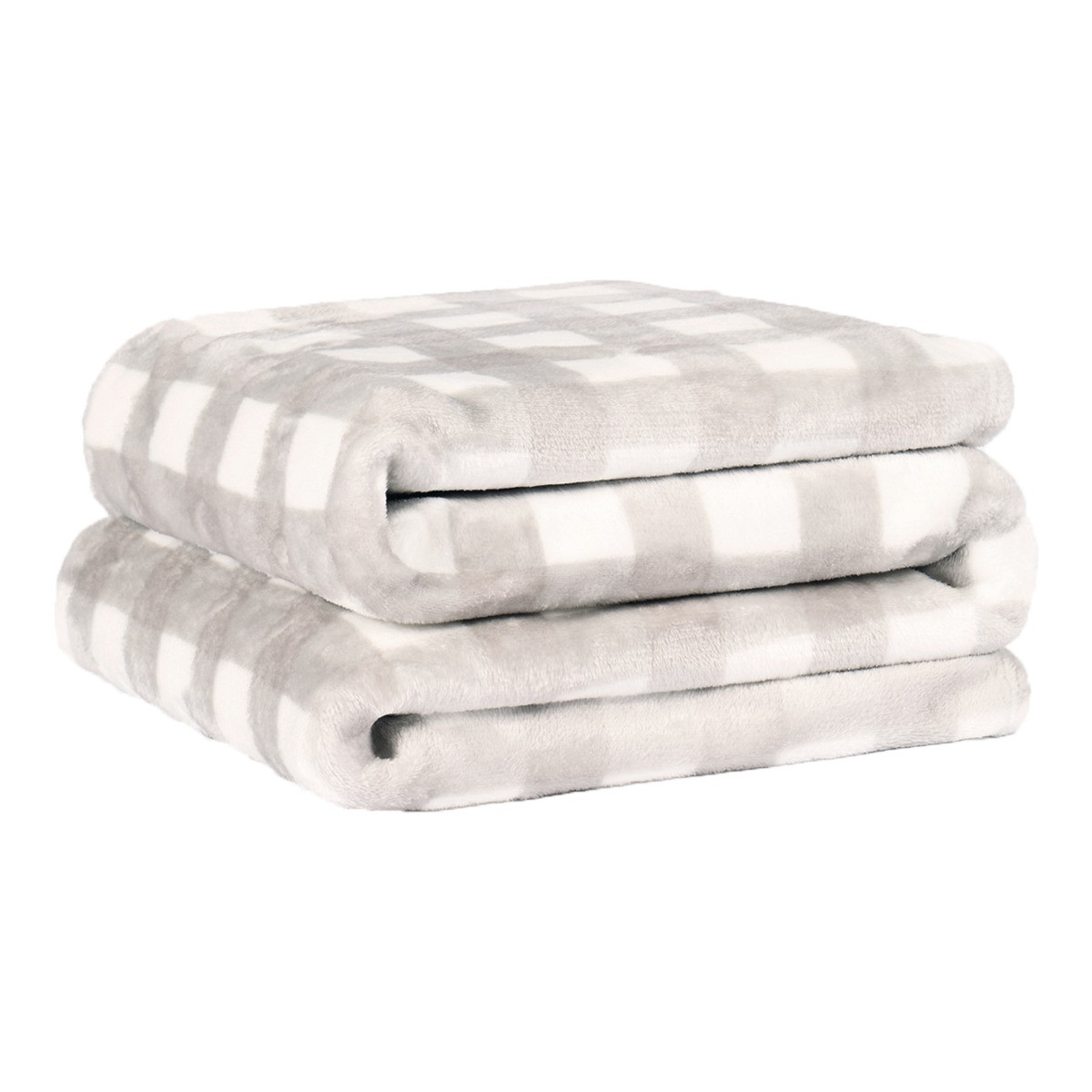 OHS Ultra Soft Gingham Print Throw - Grey>