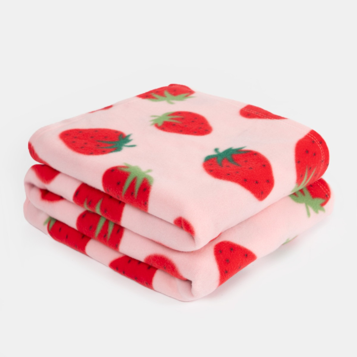 OHS Strawberry Print Fleece Throw - Pink>