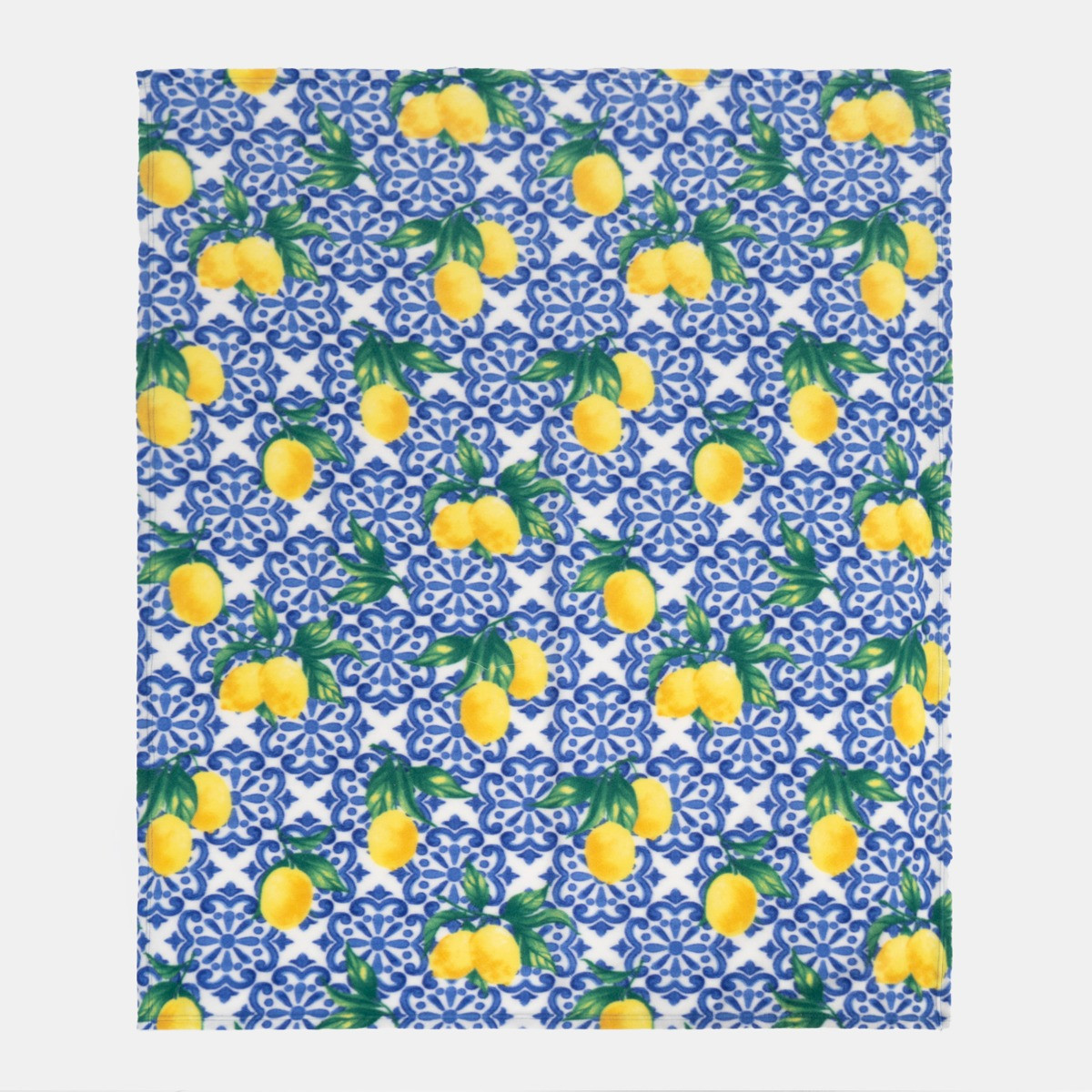 OHS Lemon Print Fleece Throw - Blue/White>