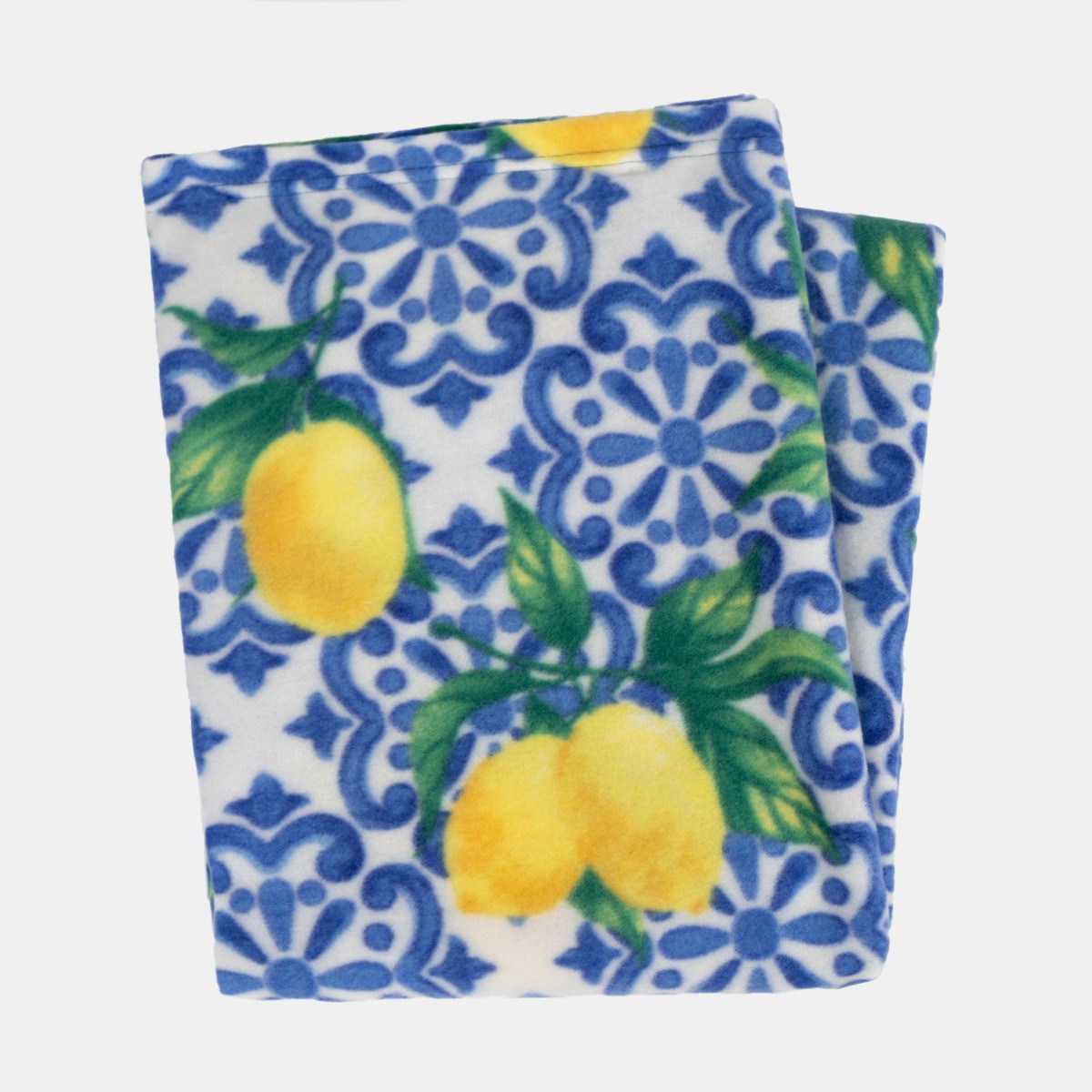 OHS Lemon Print Fleece Throw - Blue/White>