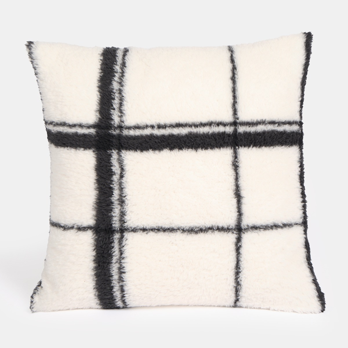 OHS Oakley Check Teddy Cushion Covers - Monochrome>