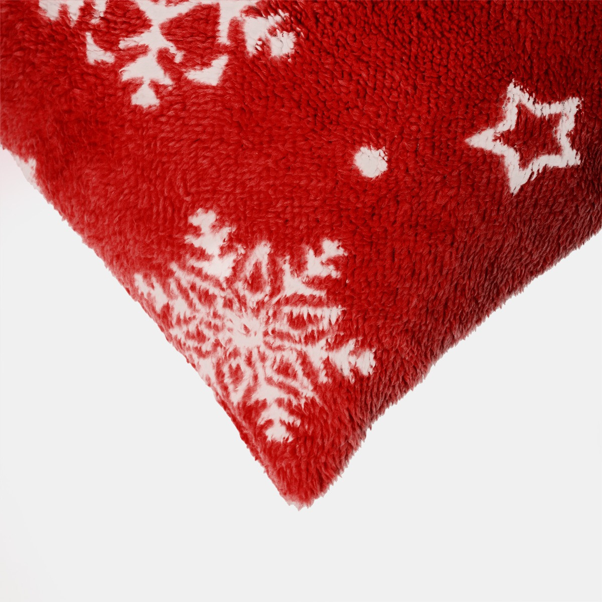 OHS Snowflake Print Teddy Cushion Covers - Red>