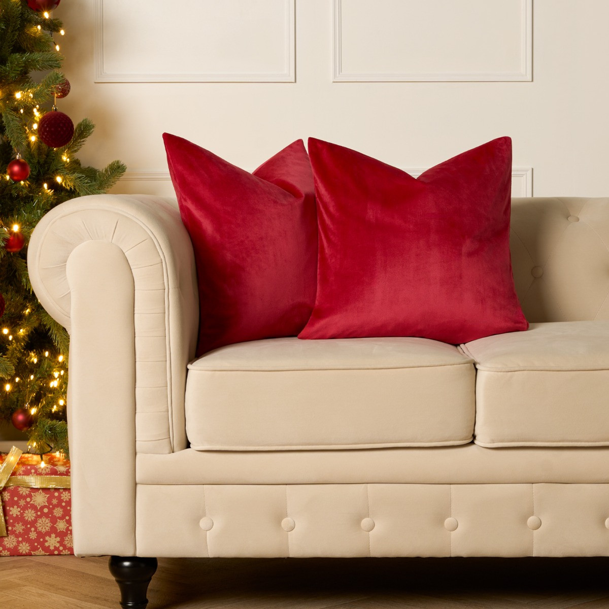 Sienna Matte Velvet Cushion Covers - Red>