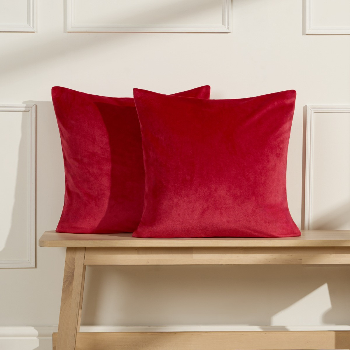 Sienna Matte Velvet Cushion Covers - Red>