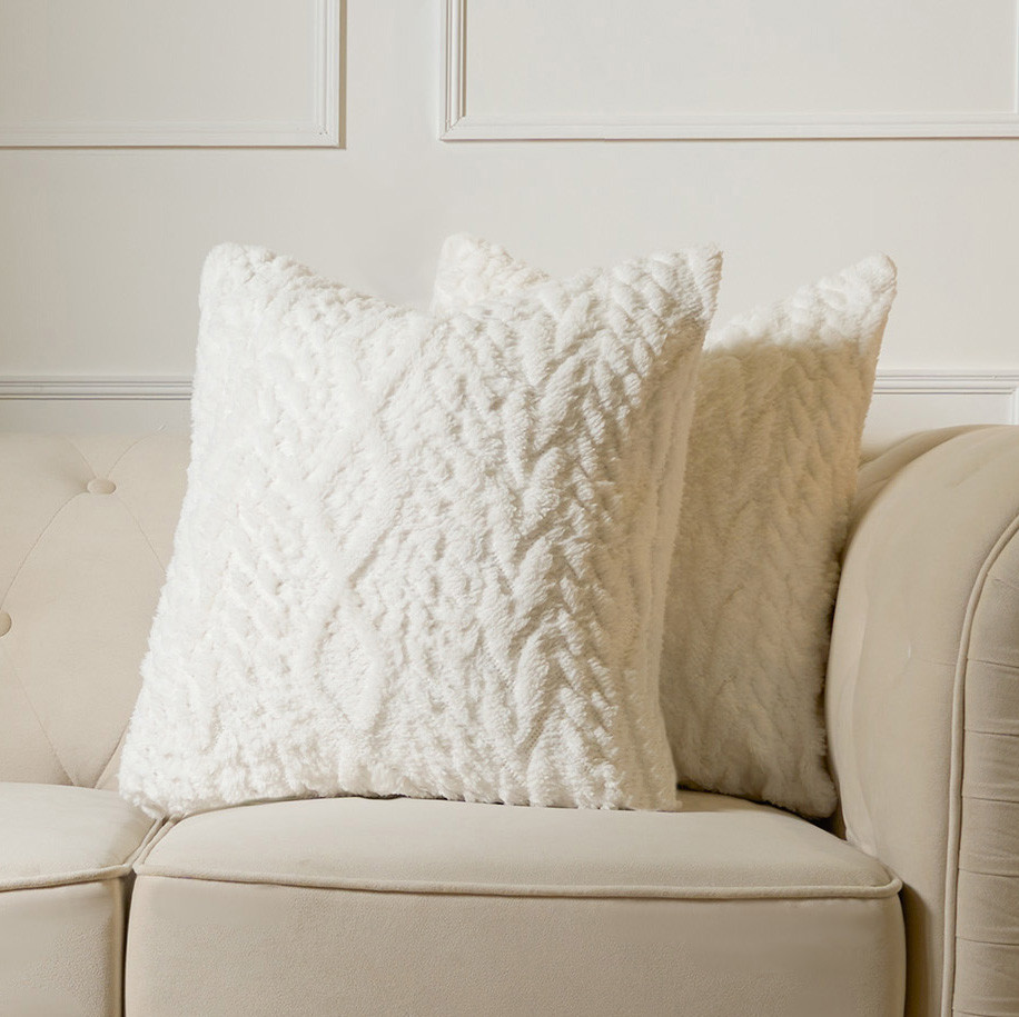 OHS Cable Knit Cushion Covers - Cream >