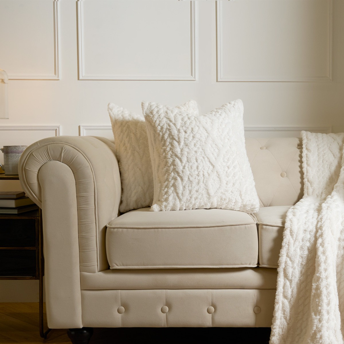 OHS Cable Knit Cushion Covers - Cream >