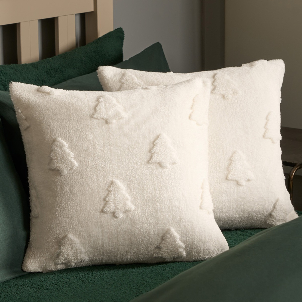 OHS Tufted Winter Tree Cushion Covers - Cream>