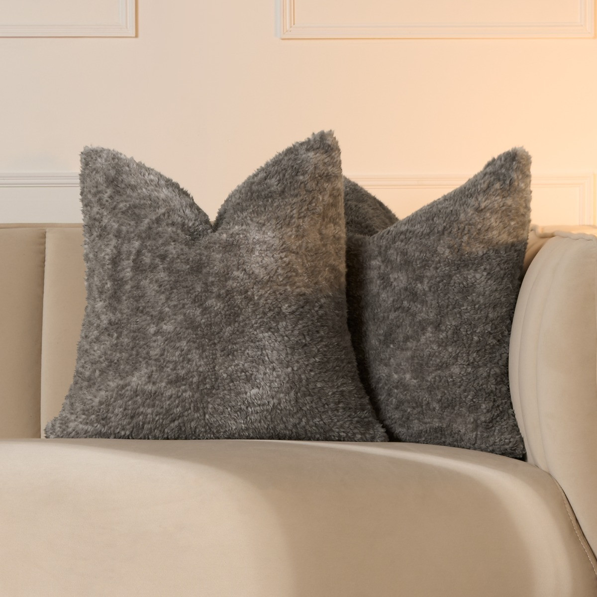 OHS Teddy Marl Texture Cushion Covers - Charcoal>